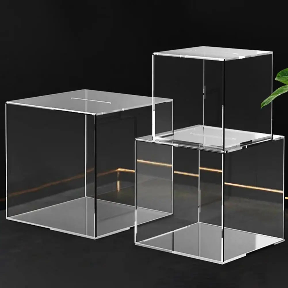 Modern Coins Bank Transparent Acrylic Piggy Bank Square Large Capacity Money Saving Box Coin Banknotes Box 12 /15 /18CM 4