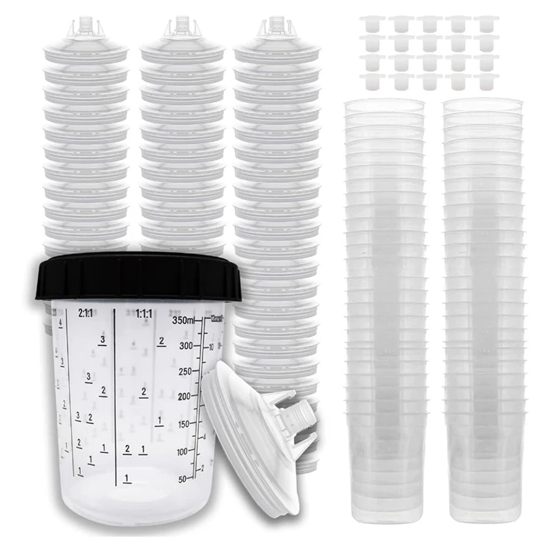 

50 Pack Disposable Spray-Gun Paint Cups Liners And Lid System Kit - 13.5 Ounce (400Ml) Kit Easy Install Easy To Use