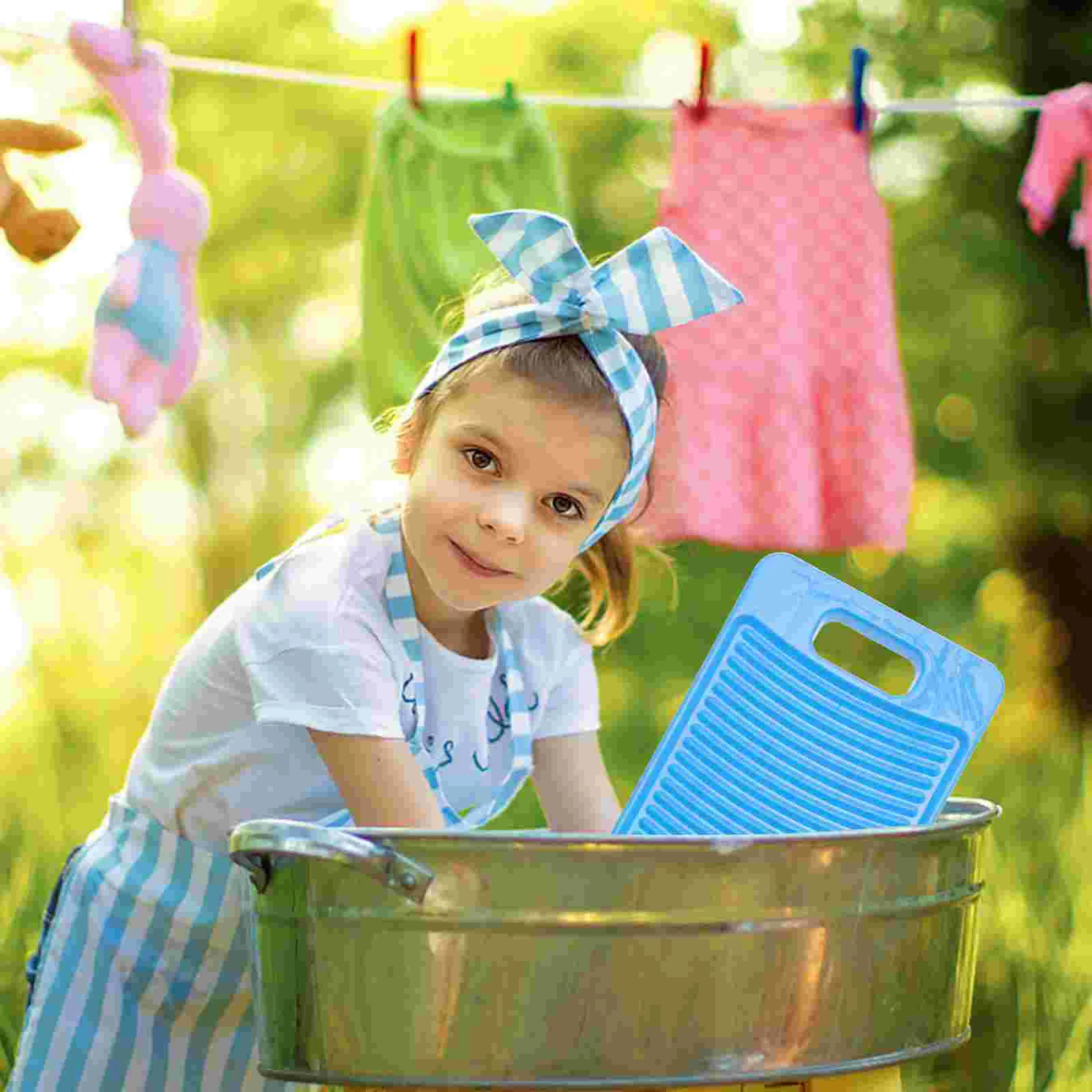 

Non-Slip Washing Washboard Laundry Washing Plate Plastic Home Washing Scrubbing Board Creative Laundry Washboard For Home (Blue)