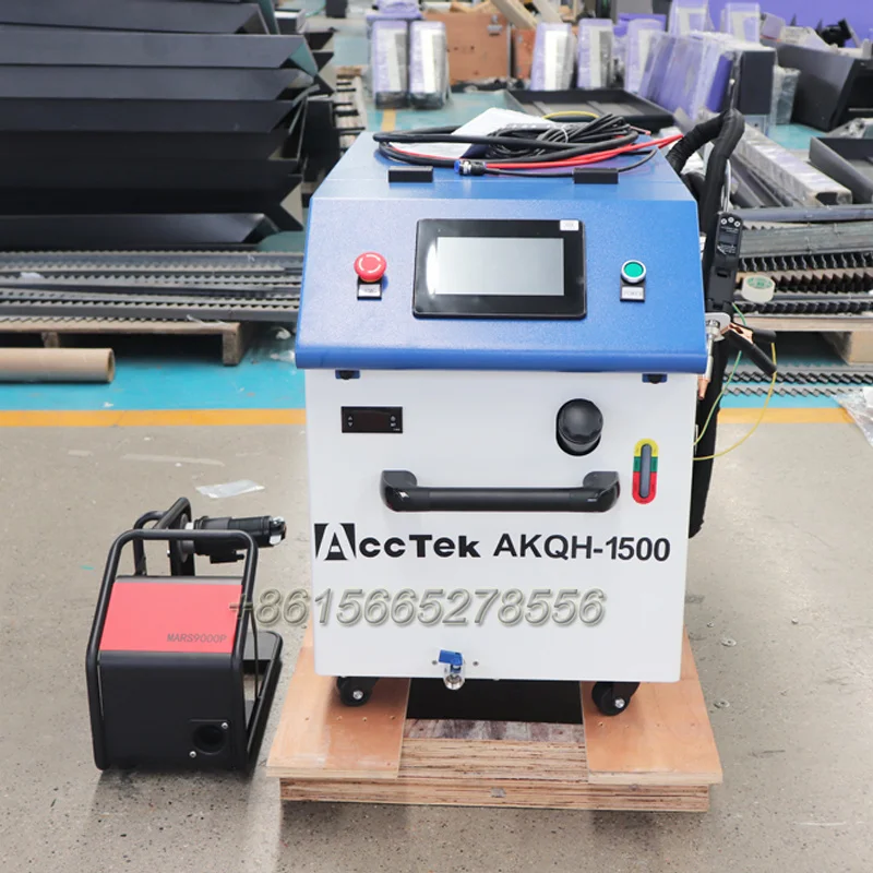 AccTek 1500w Small Fiber Laser Weld Cut Clean Combined at 1 Portable 4in1 for Car Restoration Aluminum Weld