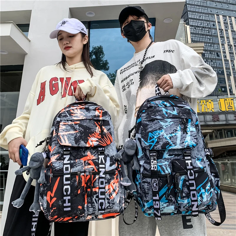 

Men's Women's Casual Travel Large Capacity Graffiti Oxford Cloth Material Breathable Wear Resistant Water Repellent Backpack