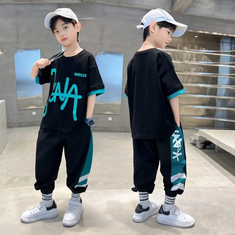

Summer Fashion Boy Clothes 2 Piece Set Short Sleeve Tee and Trouser Toddler Baby Kids Boutique Clothes