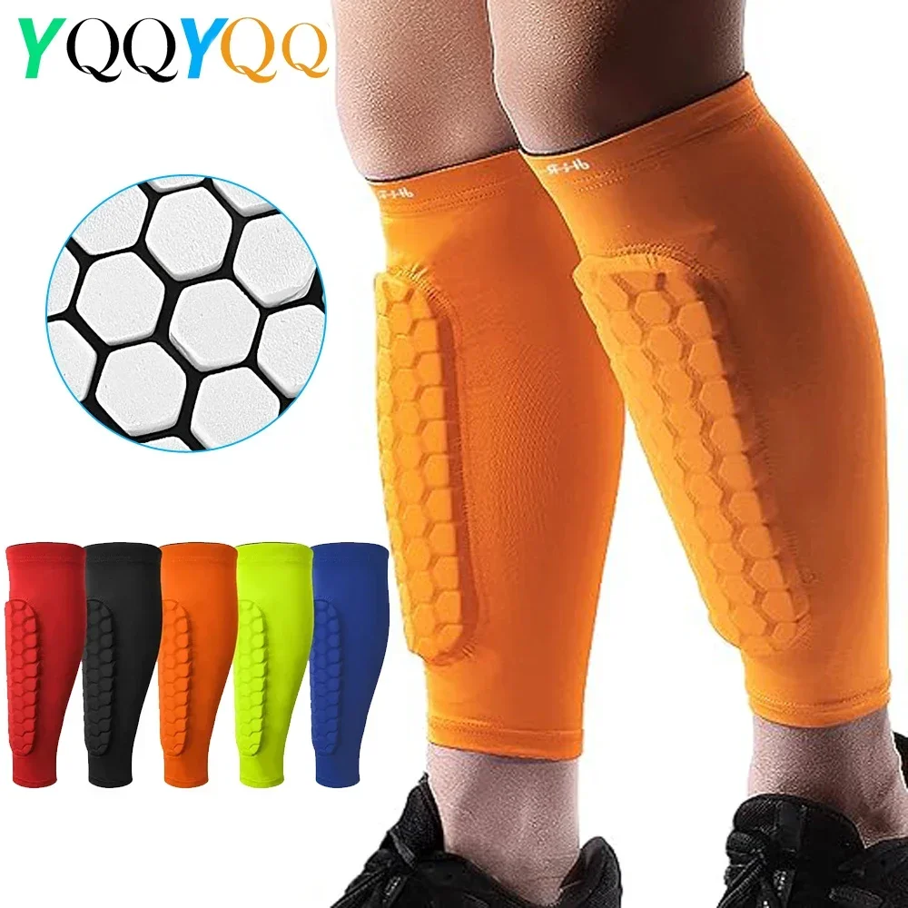 1Pcs Soccer Shin Guards Shin Pads for Kids Youth Adult, Calf Compression Sleeve with Honeycomb Pads, Support for Shin Splint