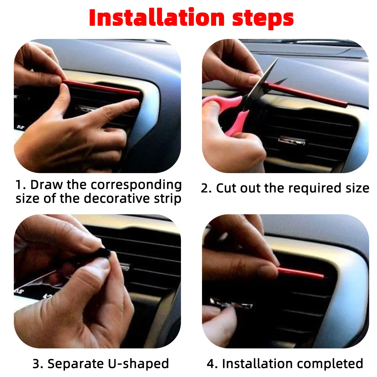 Car air conditioning vent decorative strips 10 PCS Bendable Cuttable