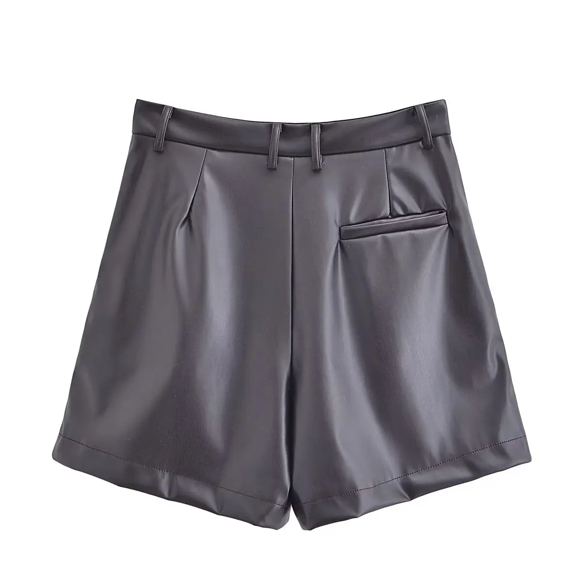 Withered Autumn And Winter Fashion Casual Leather Shorts Women's Wear New British High Waist Bermuda Women