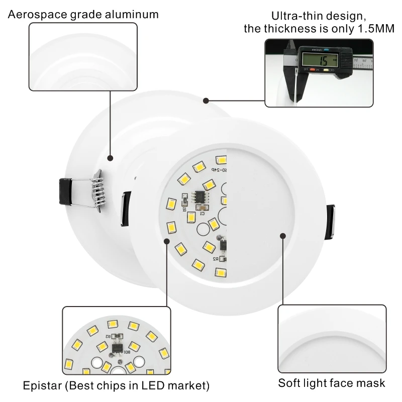 10pcs/lot 3/4/5 inch Led Downlight 12V 24V 110V 220V Recessed Ceiling Light 5W 9W 12W 15W 18W Round Panel Down Light Spotlight led ceiling light led downlight led spotlight