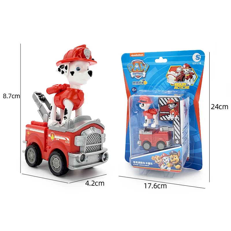 4 Pieces Paw Patrol Vehicle Building Block Toy Return Car Chase Skye Marshall Playset  Action Figure Children Toys Birthday Gift images - 6
