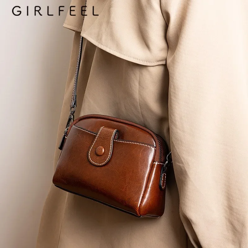 

Women's Crossbody Bag Cowhide New Trend Leather Small Square Bag One Shoulder Portable Phone Small Bag