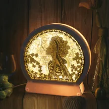 

USB Creative 3D Light and Shadow Paper Carving Lamp Peking Opera Chinese Style Night Light Lamp for Bedroom Room Decor