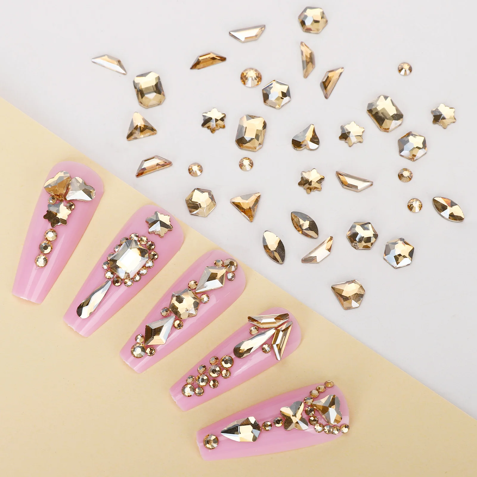 Deluxe Diamond Nail Art Jewelry Set – 21 Grids of Shimmering AB Flat Bottom Gems
