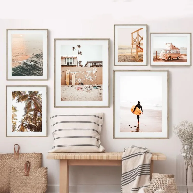 서핑 갤러리 벽 서핑 보드, 사진 포스터, 캔버스 인쇄 장식, 거실 침실 벽 아트, 홈 장식 선물