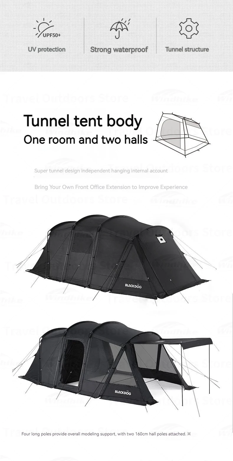 BLACK DOG Tunnel Tent - 5-8 Persons 