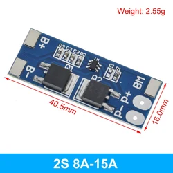 High - Capacity Lithium Battery Protection and Balance Board - 1PCS (2S 8A - 15A)