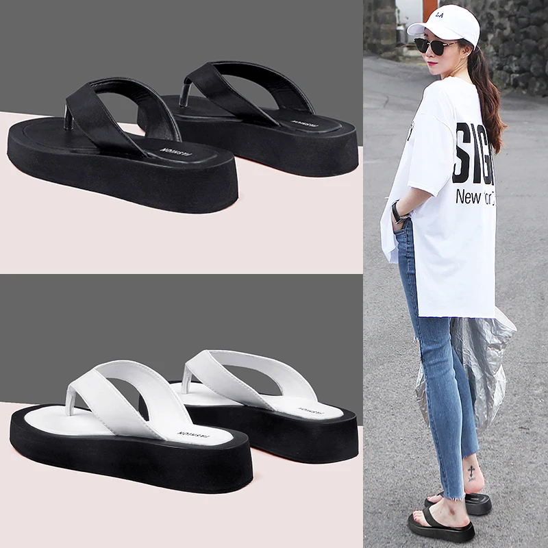 AIYUQI Women's Slippers Outdoor Summer New Genuine Leather  Flip-flops Women Anti-skid Trend Pinch Beach Slides Ladies