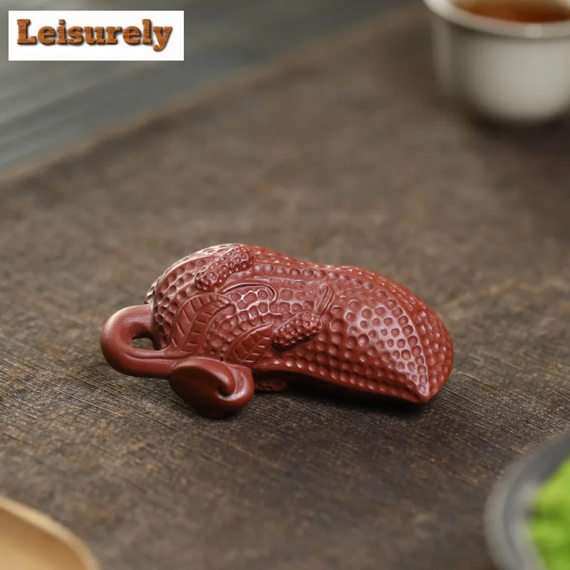 Peanut Pendant Purple Clay Longevity Fruit Tea Pet Elegant Lucky Model Tea Figurine Play Toys Tea Statue Ornaments Supplies Gift