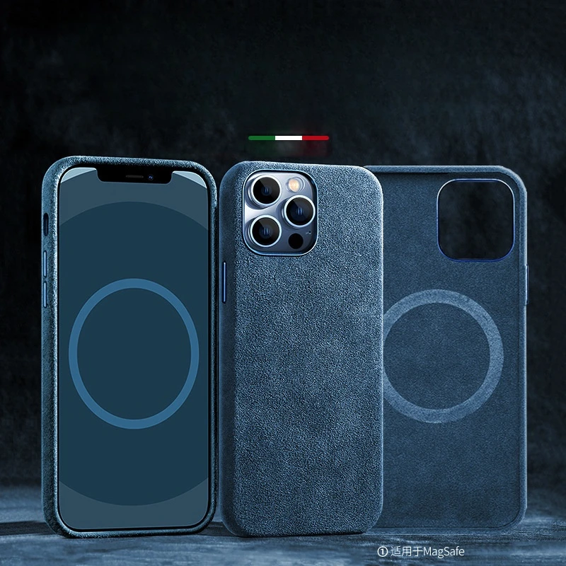 جراب جلد فاخر لـ iPhone ، شاحن لاسلكي مغناطيسي ، غ...