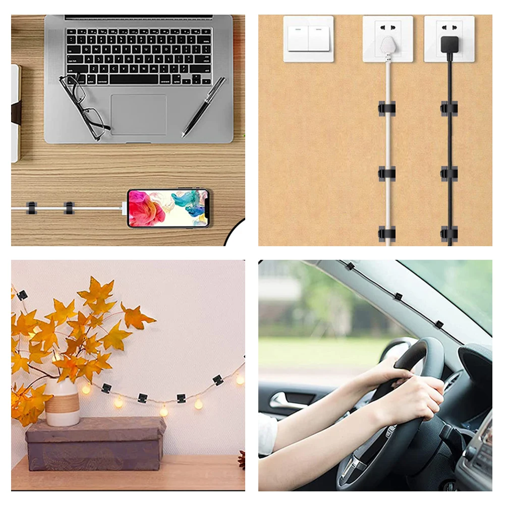 10PCS Outdoor String Lights Clips Waterproof Adhesive Strips Outdoors Ornament Hooks Outside UV-Resistant Rope Holders Cable Clip
