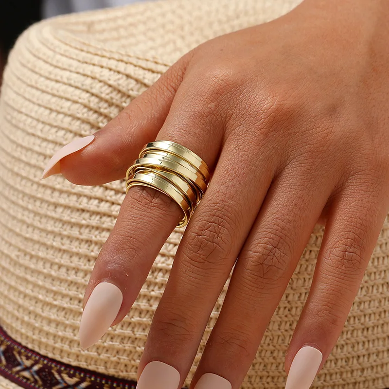 Women Girls Rings Jewelry Accessories Multi layer Wide Medium-Sized ring set gold color rings stainless steel ring tibetan silver rings signet ring finger watch ring finger ring gold color ring chain ring half face ring amethyst zirconia ring silver ring opening ring fidget spinner ring sparkling heart ring tungsten ring adjustable rings zircon crystal ring wedding rings moissanite diamond ring color change ring wedding ring ceramic ring animal ring