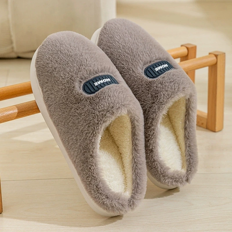 Soft Faux Fur Cotton Slippers Women Indoor Light Slip On Warm Fluffy Slippers Woman Thick Bottom Home Plush Slides Ladies