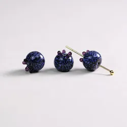 10pcs Handmade Blueberry Lampwork Glass Beads for DIY Jewelry Accessories (Blue)