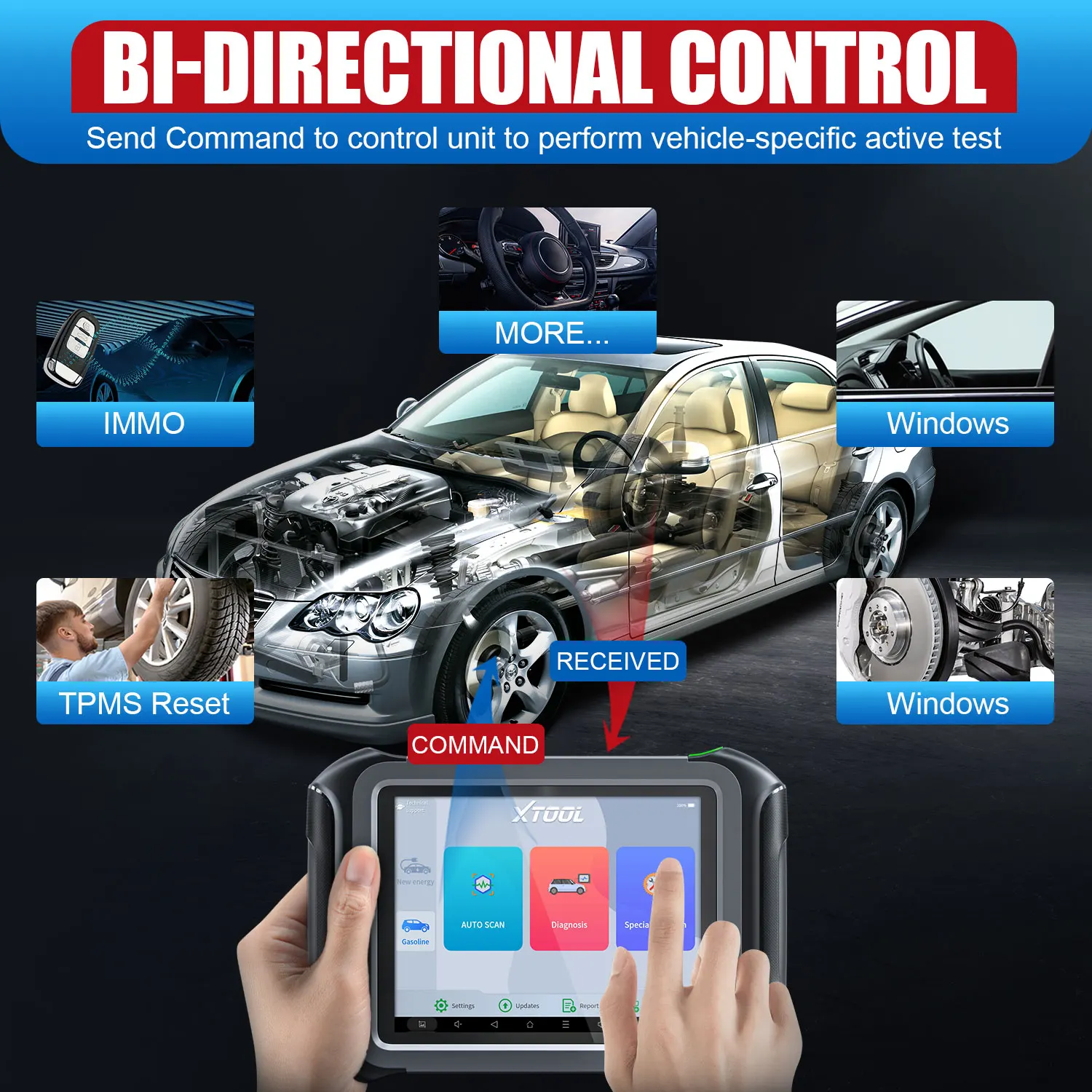 XTOOL D9EV EV 자동차 배터리 팩 분석 자동차 진단 기계 양방향 42+ ECU 코딩 재설정 2년 보증