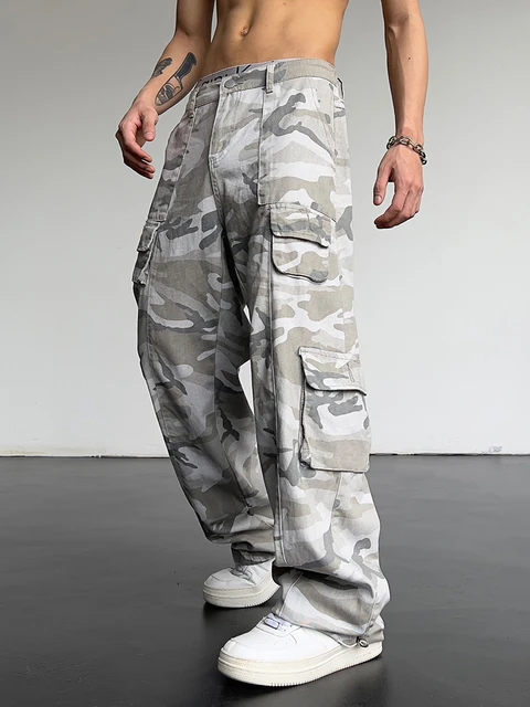 Casual Cargo Pants Men Y2k Clothes Multi Pocket Trousers Techwear