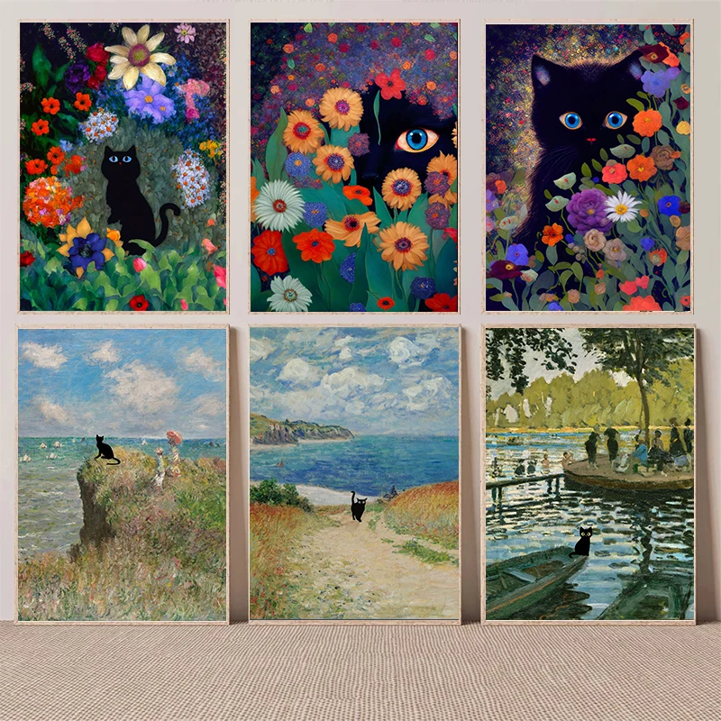 

Милые животные, холст, картина, секретная черная кошка, плакат, настенное искусство, Современная комната, украшения для дома, подарки