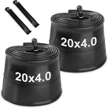 Confezione da 2 camere d'aria per pneumatici per bici grassi 20x4.0 Tubi per biciclette elettriche in gomma butilica premium per valvola Schrader Snowbike AV 32mm