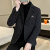 2024 New High Quality Fashion Everything Handsome Trend Leisure Business Men Checkerboard Spring and Autumn Suits 2