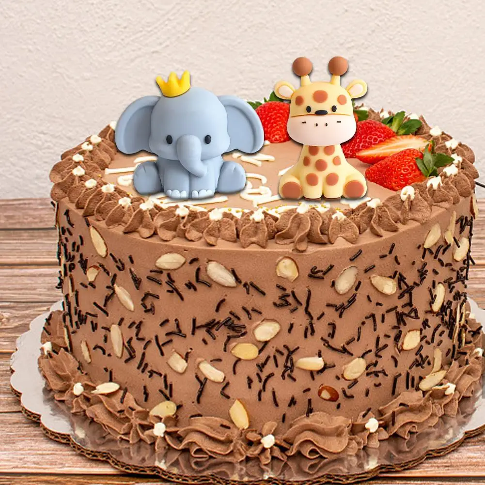 Forest Animal Cake Topper Tropical Jungle Safari Lion Elephant Giraffe Monkey Cake Decoration First Birthday Party