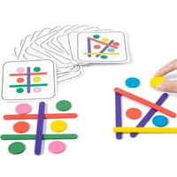 Children Montessori Puzzle Wooden 3D Jigsaw Game Tangram Stick Geometric Ring Shape Matching Kids Toddler Early Educational Toys 2