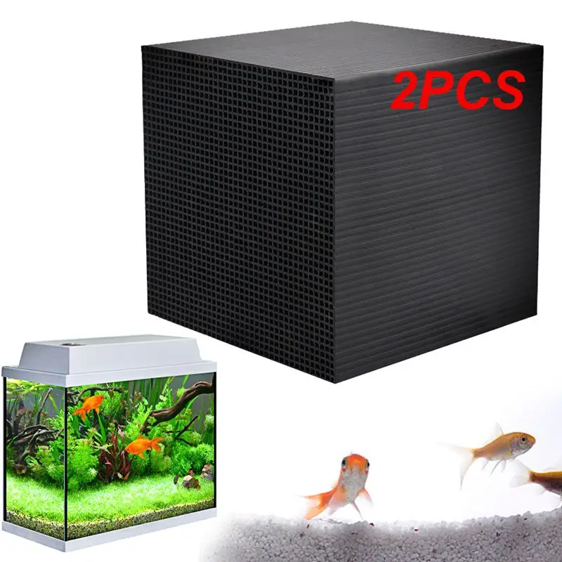 

2PCS Aquarium Activated Carbon Fish Tank Filter Water Purification Cube Filter Material Honeycomb Charcoal Deodorizing Fishy