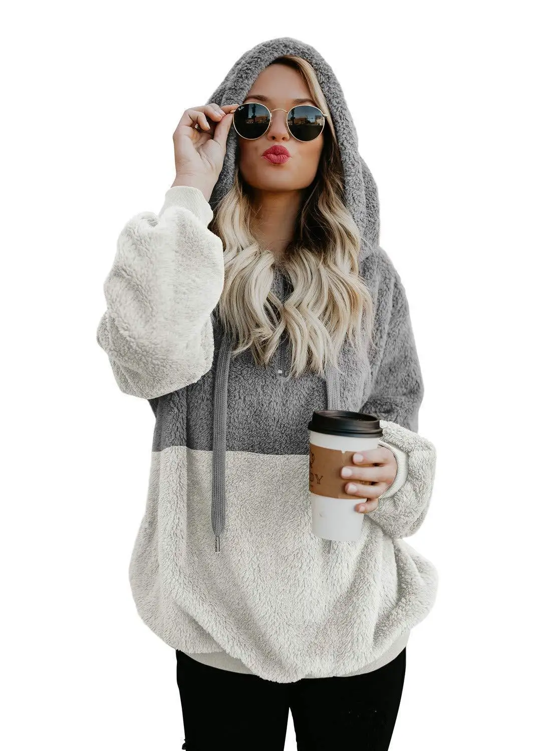 Women's Hoodies  2023 Burst Patchwork Rope Jacket Sweatshirt Coats Winter Clothes Women