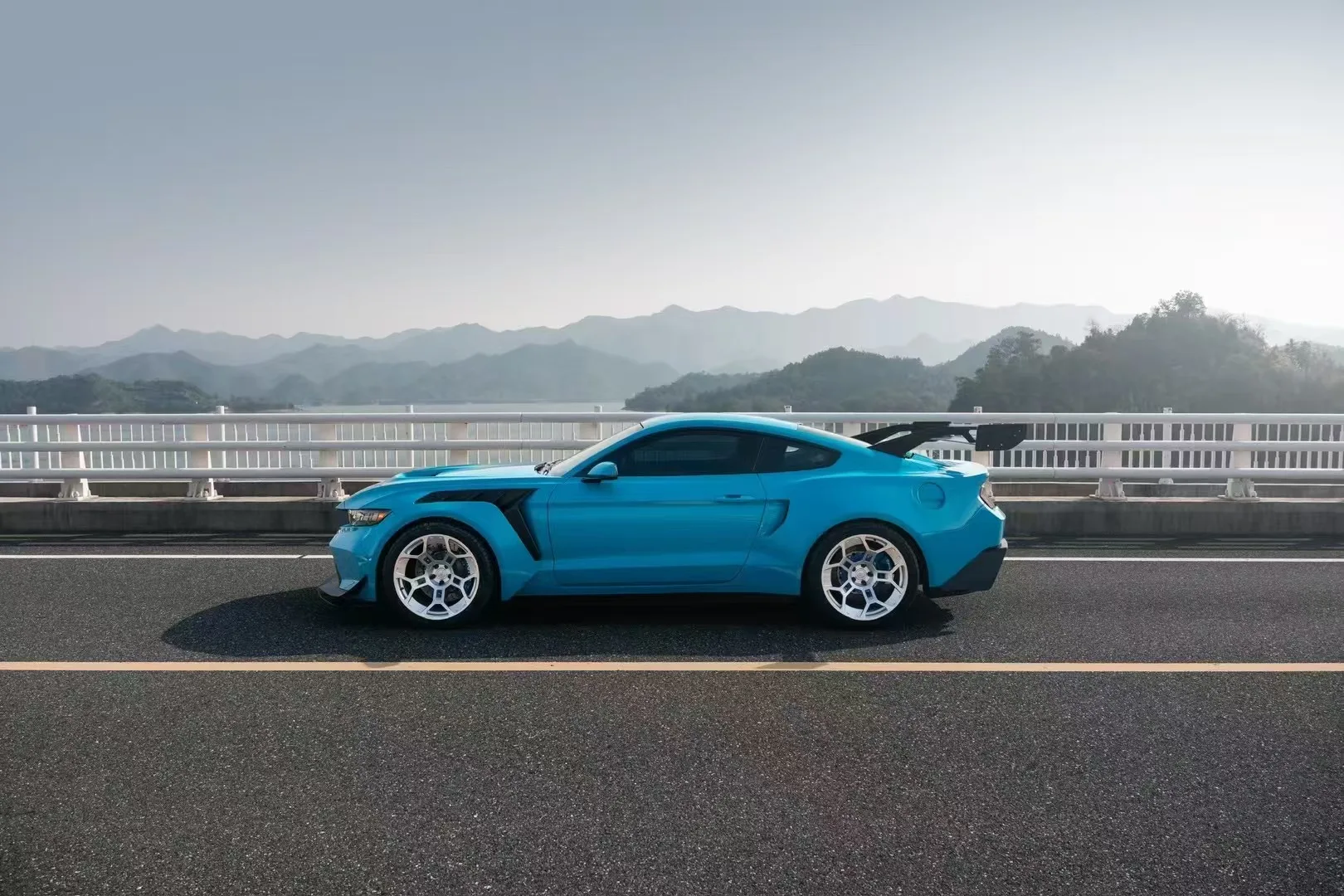 For Ford Mustang Carbon Fiber Body Kit Wild Horse Upgraded GTD-style Front and Rear Bumper Spoiler Engine Hood