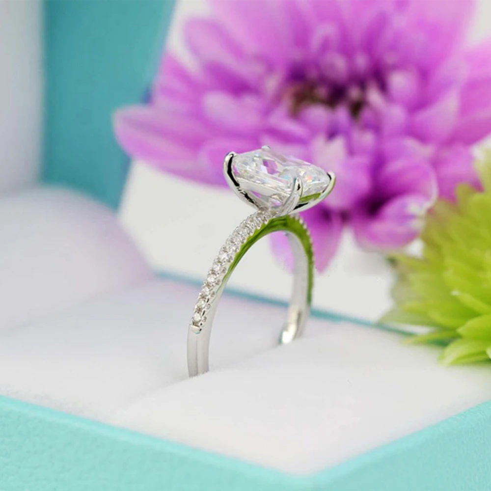 1/2/3/4CT Radiant Cut Moissanite Engagement Ring GRA Certified 925 Sterling Silver Halo Diamond Wedding Bands for Women Jewelry 3