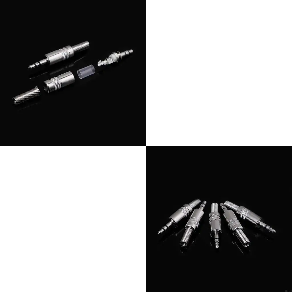 5 PCS 금속 3.5mm 2 링 3P 스테레오 잭 플러그 케이블 솔더 어댑터 어댑터 터미널