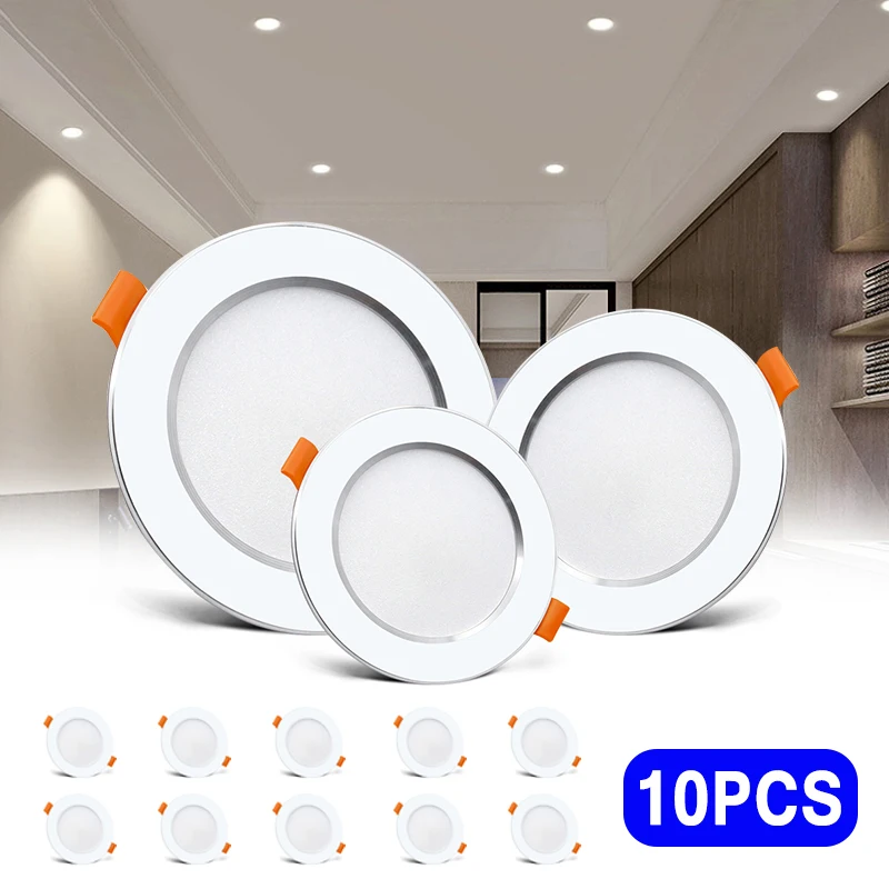 

10 шт. светодиодный светильник 220 В потолочный светильник 5 Вт Утопленный вниз светильник круглый светодиодный панельный светильник светодиодный панель светильник прожектор для внутреннего освещения