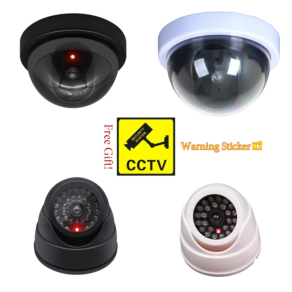 크리 에이 티브 블랙 플라스틱 돔 CCTV 더미 카메라 깜박이는 Led 가짜 카메라 전원 AA 배터리 감시 보안 시스템을 통해