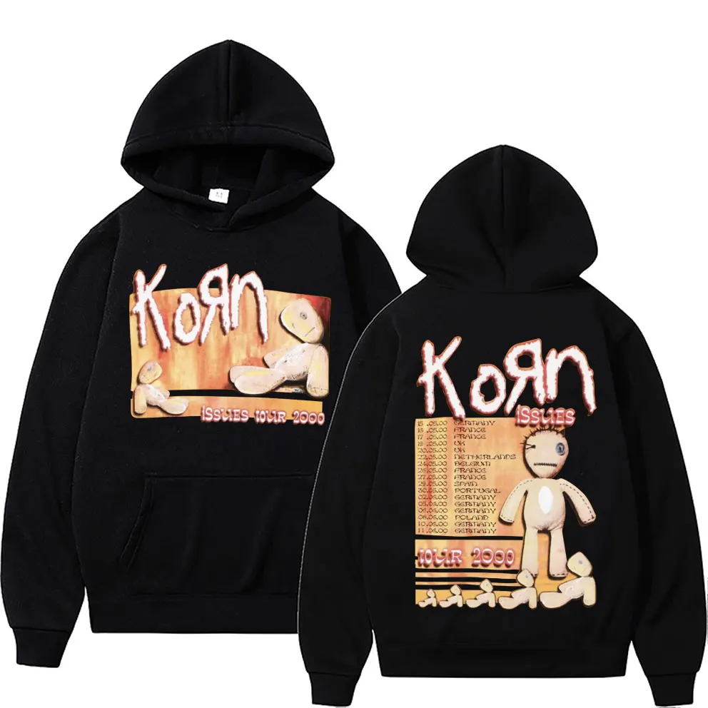 

Best Famous Rock Band Korn Issues 2000 Tour Hoodie Men Women Vintage Gothic Oversized Sweatshirt Streetwear Male Fleece Hoodies