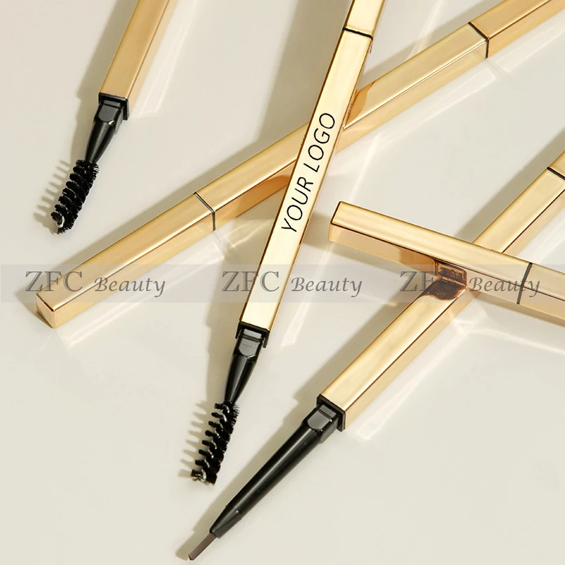 

Custom Logo Triangle Gold Eyebrow Pencils Slim Waterproof Eyebrow Pen Thin Eye Brow Pencil Eyebrow Tint Makeup Eyebrows