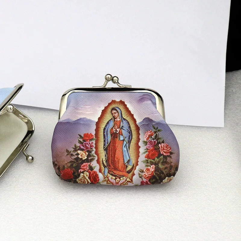 Borsa Portamonete Stampata per Grani del Rosario, Borsa Porta Gioielli Religiosi per Monete, per Uso Quotidiano e Personale