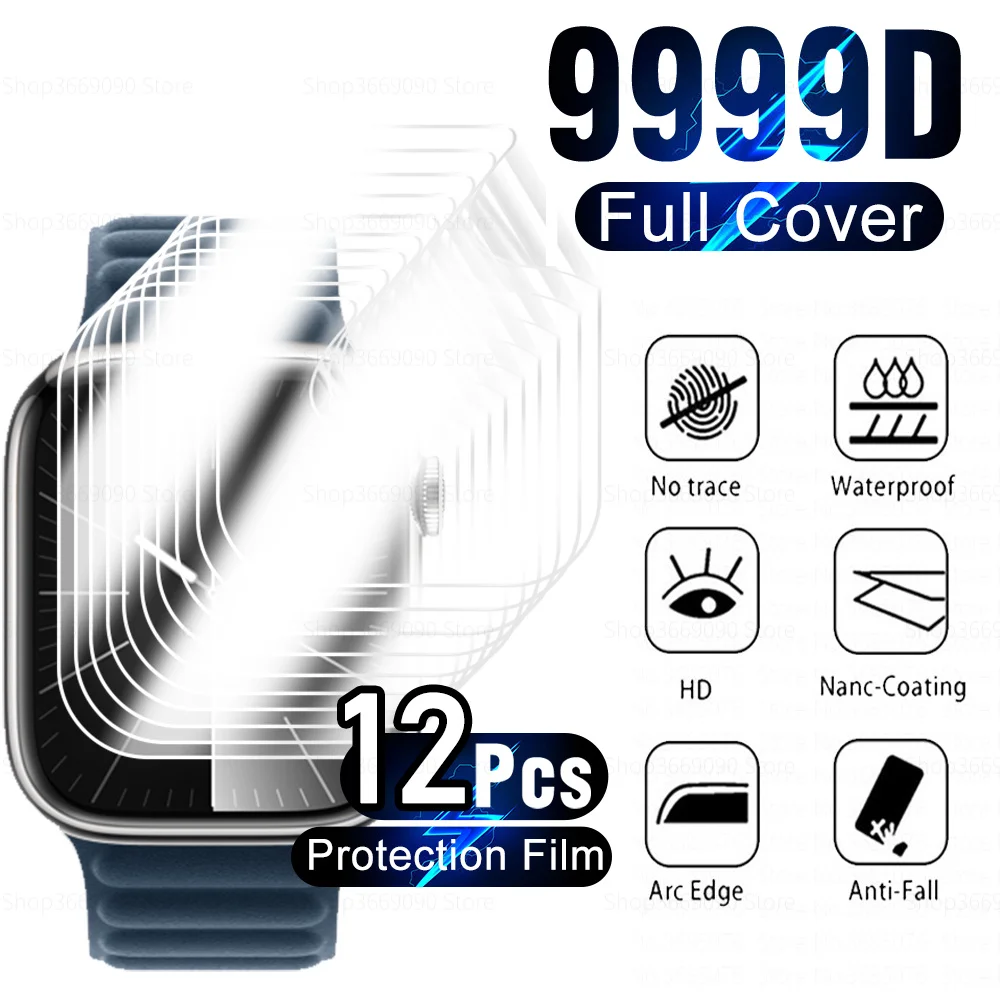 Per Apple Watch Ultra 2 Hydrogel Film 12Pcs Full Curved Soft Screen Protector Non Glass Iwatch Series 9 Smart Watch Accessori