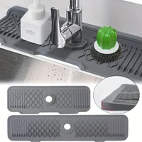 1pc Silicone Sink Faucet Mat Splash Guard Soap Sponge Holder Drip Water Catcher Draining Pad - Bathroom and Kitchen Accessories 1
