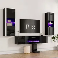 Wall Unit Entertainment Center with 40" Electric Fireplace, Includes 80" Floating Fireplace TV Stand, 2 X Wall Cabinets 1