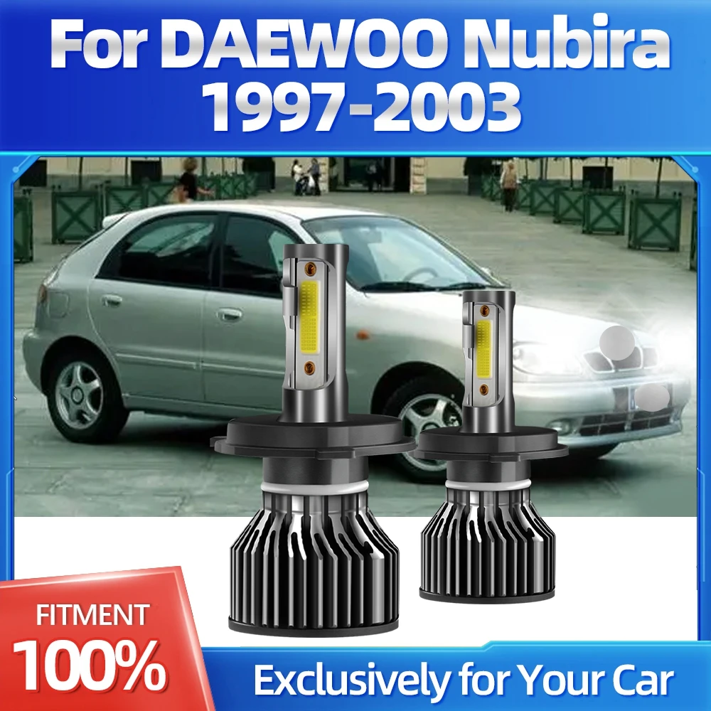 

KINGSOFE 2X Canbus H4 Auto Car Front Lamp White LED High Low Turbo Lights 25000ML Plug-N-Play Bulbs For DAEWOO Nubira 1997-2003