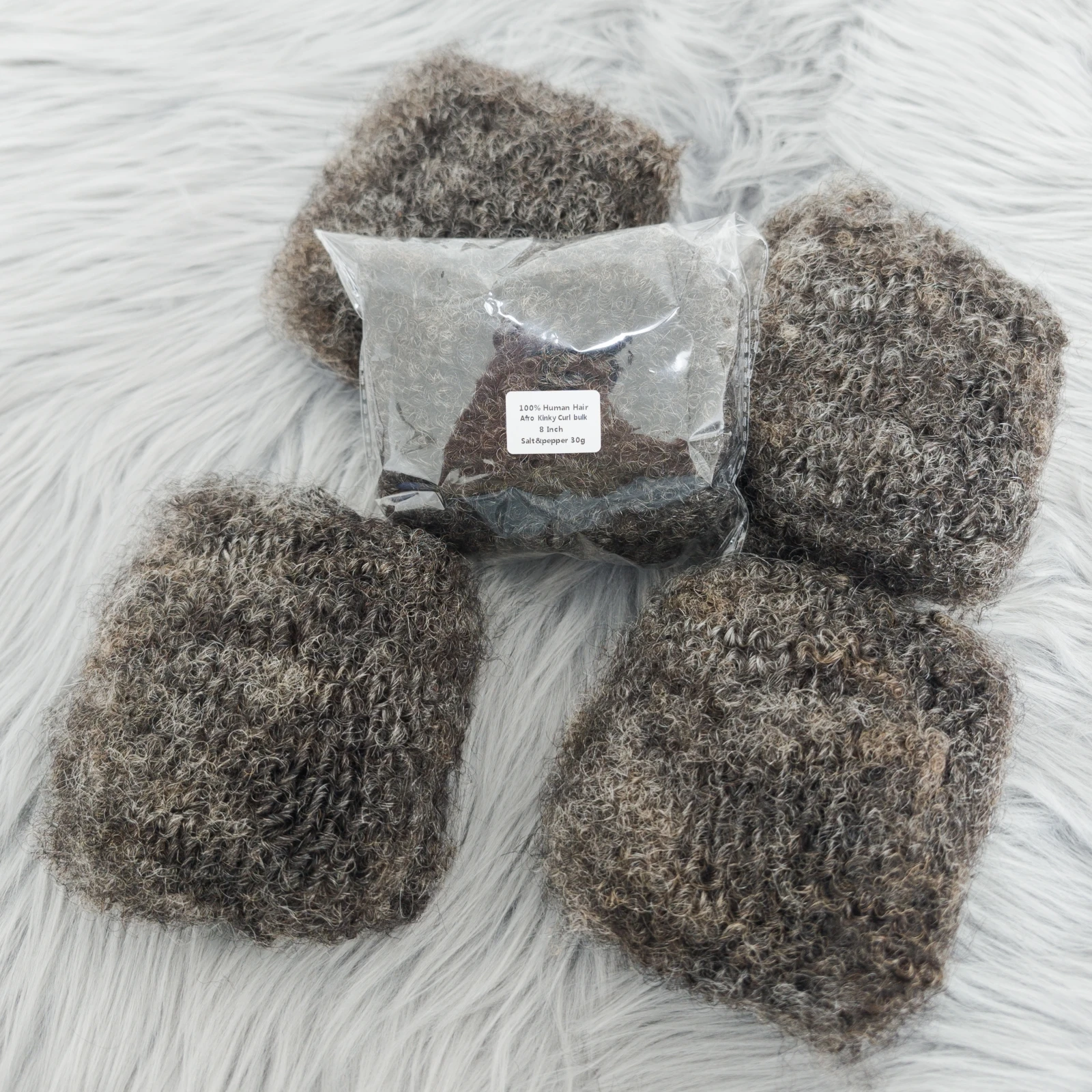 Grey Afro Kinky Human Hair Extensions Pepper and Salt Bulk Hair No Weft 100% Human Hair for Braiding Dreadlock Hair 30 Gram/Pc 1