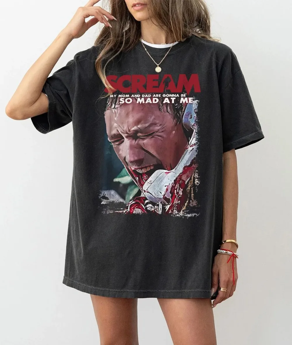 Vintage Wash Stu Macher T-Shirt Scream Horror Matthew Lillard Retro Bootleg Rap Shirt Film Vintage 90er Bootleg Classic Graphic