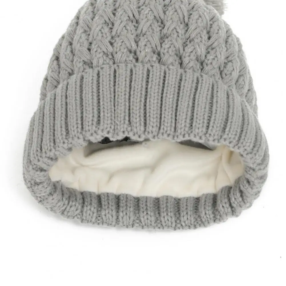 1 Set Kids Winter Hat Gloves Scarf Set Knitted Thick Soft Warm Dome Plush Ball Decor Winter Neck Wrap Cap Gloves