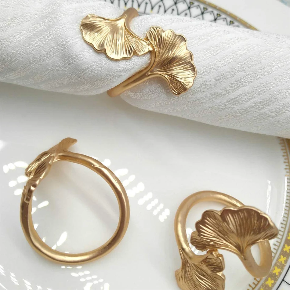 Napkin ring 4PCS Ginkgo Leaf Metal Napkin Buckles