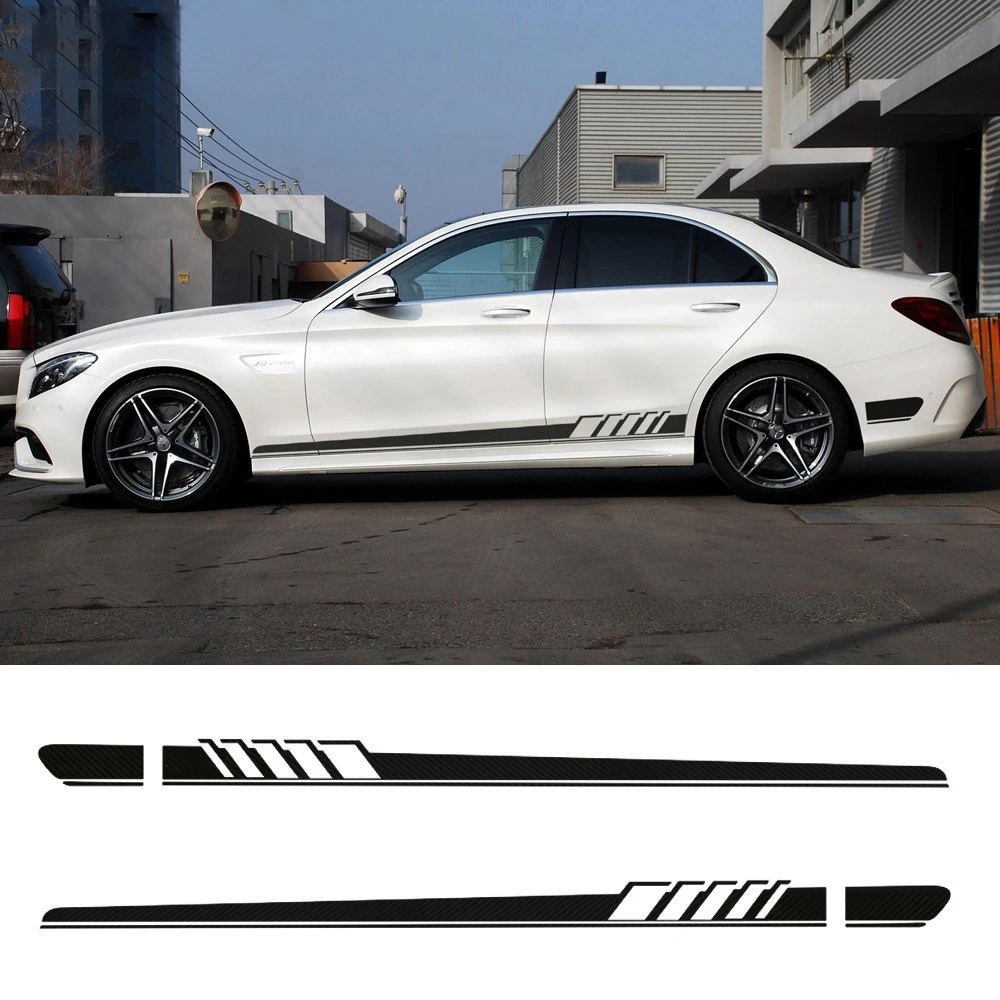 2Pcs/lot Car Waist Side Skirt Decoration Stickers Decals Vinyl For Mercedes Benz W205 W203 W204 C Class Auto Car Accessories